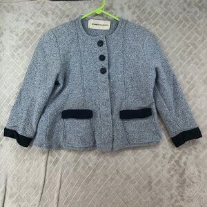 Jennifer Roberts Womens 12 Jacket Gray Wool Blend 3/4 Sleeve Contemporary Modest